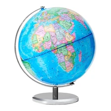 13" World Globe for Kids, Classroom Globe for Education & Decoration with Sta...