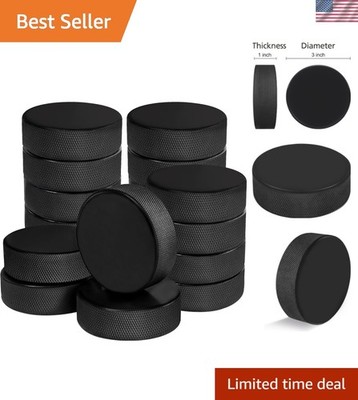 18 Pack Ice Hockey Pucks with 3 Reusable Mesh Bag, Official Regulation, Diame...