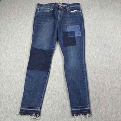 Joe's Jeans Womens 30 Blue Skinny Ankle Denim Patchwork Raw Hem Distressed