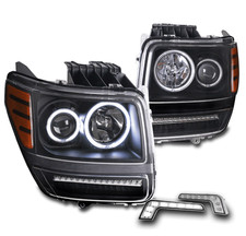 FOR 2007-2011 DODGE NITRO CCFL HALO LED BLACK PROJECTOR HEADLIGHTS LAMP +DRL SET