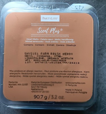 1 Partylite ScentPlus-Heart-Melts Duft:''FARM FRESH HERBS'' 7tlg.Herzform Blister