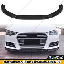 For Audi A4 Base B9 2017-2019 Gloss Black Front Bumper Spoiler Splitter Lip Body