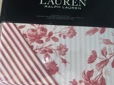 Lauren Ralph Lauren King Duvet Cover  2 King Shams Annie Red Cotton New