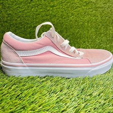 Vans Old Skool Womens Size 7.5 Pink White Athletic Skateboarding Shoes Sneakers