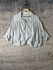 We The Free Shirt Womens Small Light Blue Oversized Gauze Plaid Boho Top