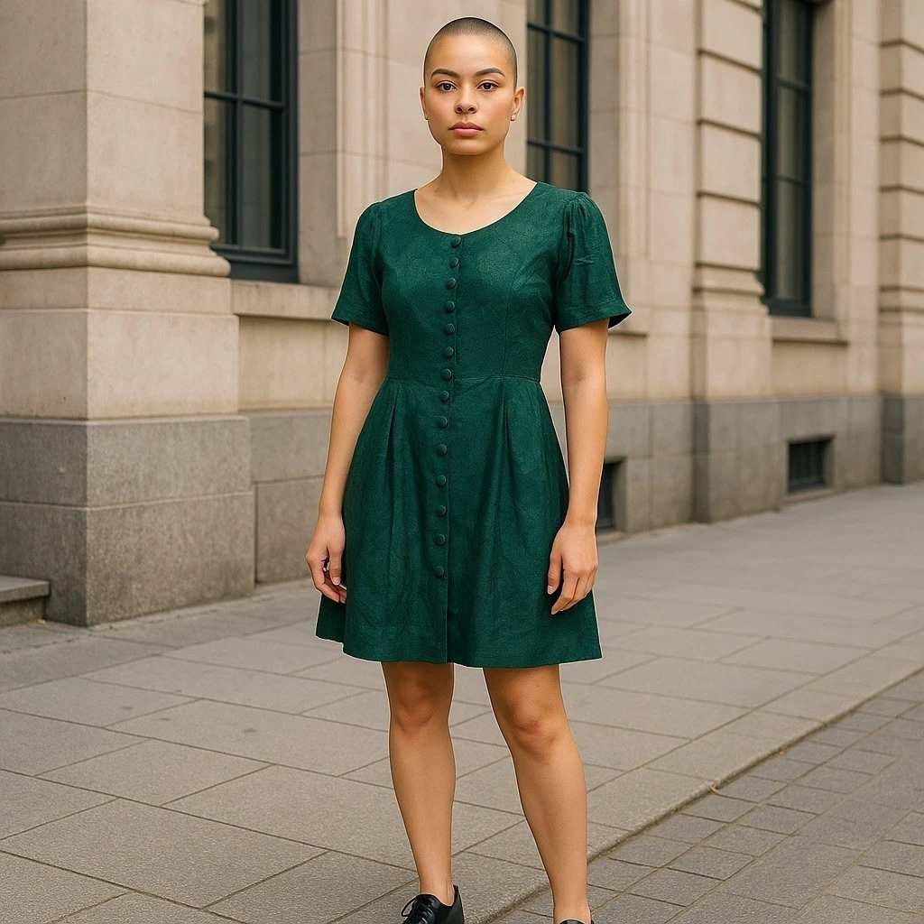 Vintage Jamie Brooke Dress Dark Green Button Up Sz 9/10 W Tag