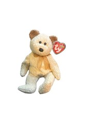 Huggy Retired 2000 Ty Beanie Babie 8in Tan and Brown Bear Boys Girls 3 up 4306