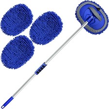 62'' Car Wash Brush with Long Handle Microfiber Car Wash Mop Mitt Kit Blue