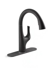 KOHLER Avi Pull Out Sprayer Kitchen Faucet w/ 180  Spout Swivel in Matte Black