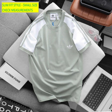 ADIDAS ORIGINALS 3-STRIPES CALIFORNIA Retro Trefoil TEE SHIRT  GREEN SLIM FIT