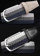 Men's Women's Belt Woven Braided Canvas Elastic Dress Jeans Belts Silver Buckle