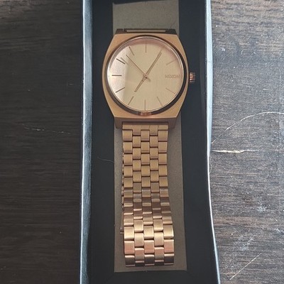Nixon Time Teller Minimal Rose Gold SS Bracelet Watch 38mm Japanese Quartz 100m