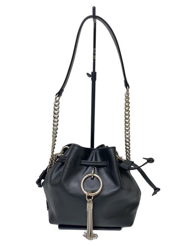 JIMMY CHOO shoulder bag leather Black Used