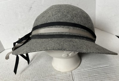 Vintage Geo W Bollman GRAY HAT 100% Wool DOESKIN FELT Wide 