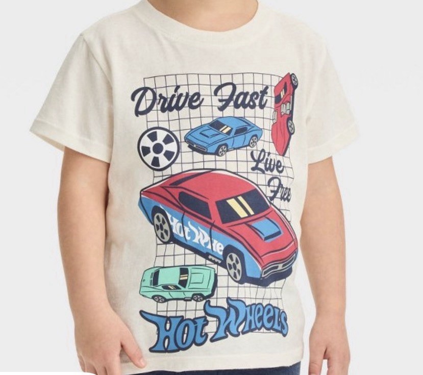 Hot Wheels Toddler Graphic T-Shirt 18M White Drive Fast Cars Cotton Tee NWT