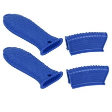 4pcs Cast Iron Skillet Handle Covers, Silicone Hot Handle Holder for Pots Blue