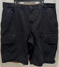 Duluth Trading Cargo Shorts Mens W42 L12 Black Work Utility Canvas Heavyweight