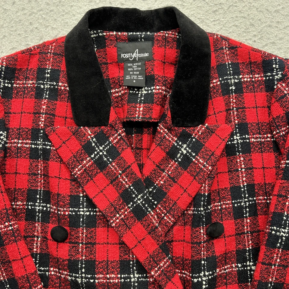 Conjunto de traje para mujer Positive Attitude talla 8 rojo negro a cuadros blazer y pantalones Foto 4 de 4