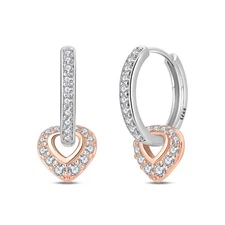 PANDACH 925 Sterling Silver Fashion Shiny Heart Drop Earrings Jewelry Women Gift