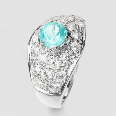 Neon Blue Paraiba Tourmaline 0.75Ct 925 Sterling Silver Fine Rings Size 6.25