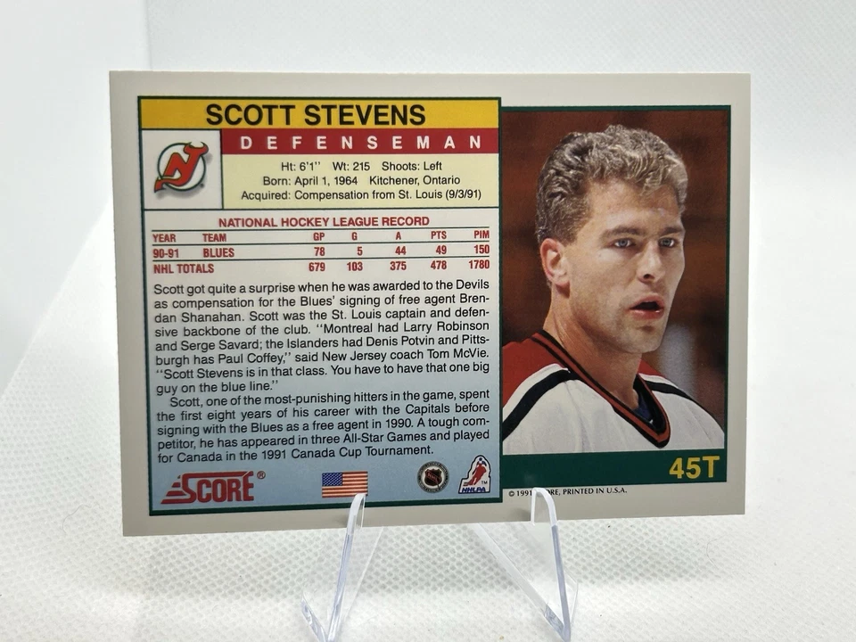 1991-92 Score Rookie and Traded Scott Stevens New Jersey Devils #45T - Image 2 of 2