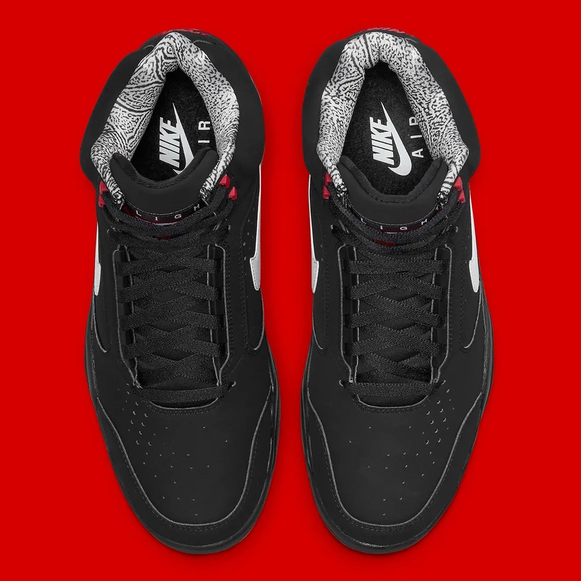 Nike Air Flight Lite Mid Black Red Basketball Shoes DQ7687