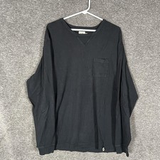 Flint And Tinder Shirt Mens 2XL Black Long Sleeve Pocket Tee Made USA Crewneck