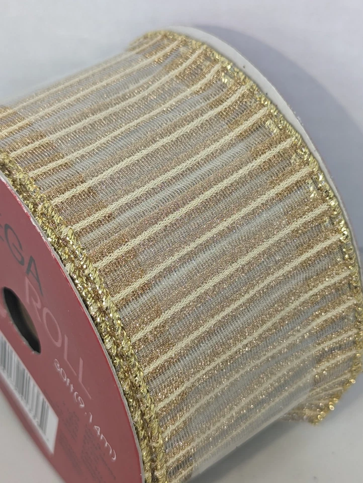 Fita Michael's Mega Roll com fio dourada listra metálica 2,5" x 30 pés  - Imagem 2 de 4