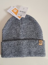 Timberland Knit Cuffed Black Grey Beanie Hat OS NWT