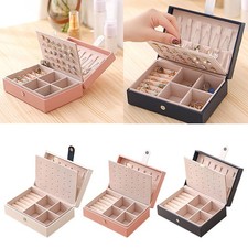 Large Portable Travel PU Leather Jewellery Storage Box Display Case Organizer KU
