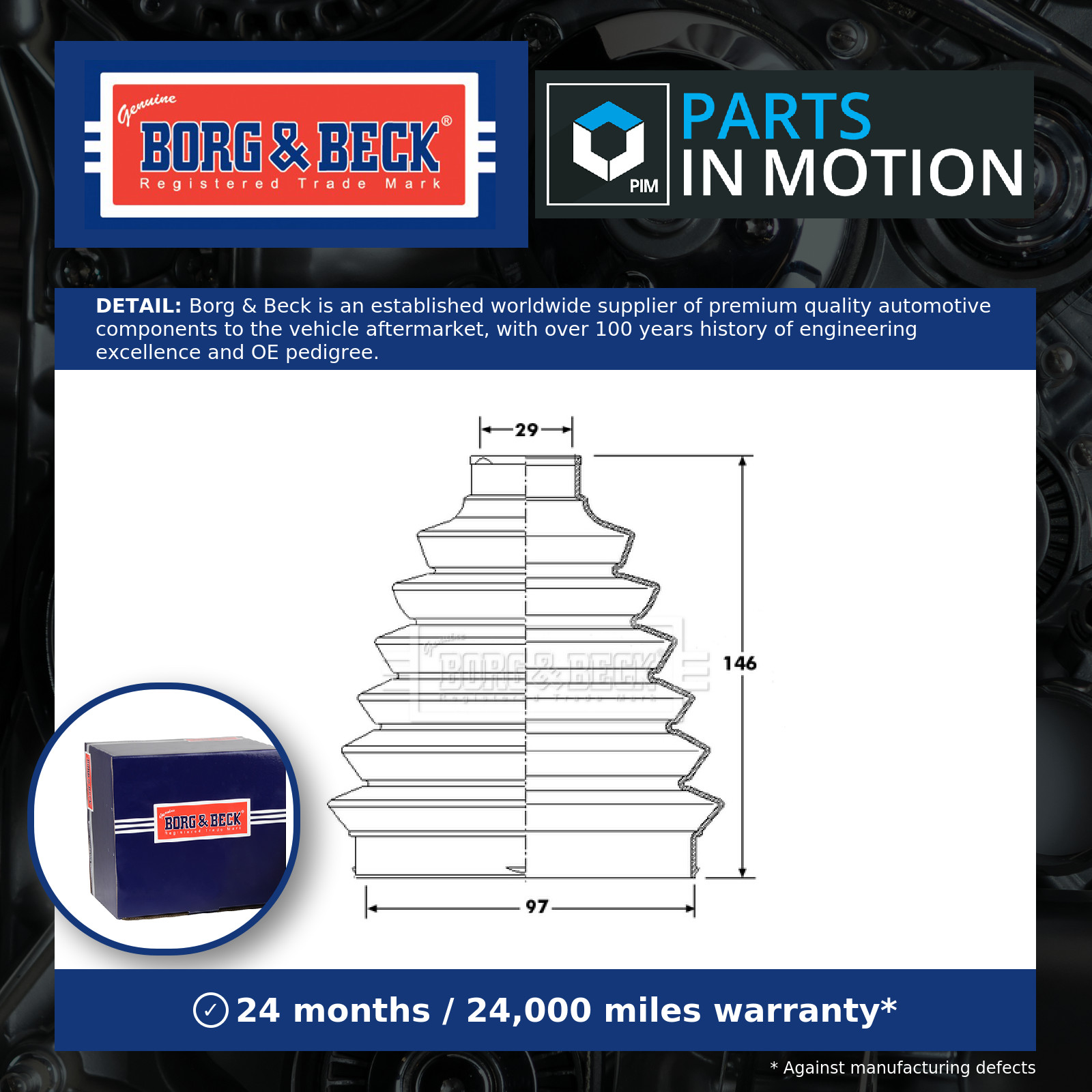 CV Joint Boot BCB6213 Borg & Beck C.V. Driveshaft Gaiter 9464383788 9564478680
