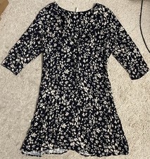 UO URBAN OUTFITTERS navy blue floral 3/4 sleeve mini short dress Large L