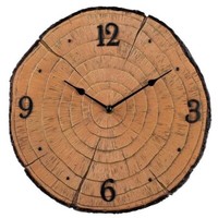 Hometime Tree Log Wall Clock 30 CM Plastic Boxed Home Decor Time aa Battery
