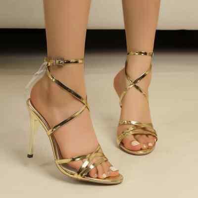 Summer Women's High Heels Sexy Pumps Sandals Buckle Cross Straps Stilettos Shoes