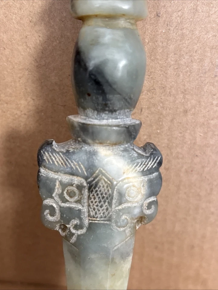 Rare Old Jade Like Stone Carved Phurba Dagger - Image 4 of 4
