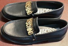 Moschino Black Logo Lettering Leather Loafers Sz EU 40 US 9-9.5 R: 1375-Women