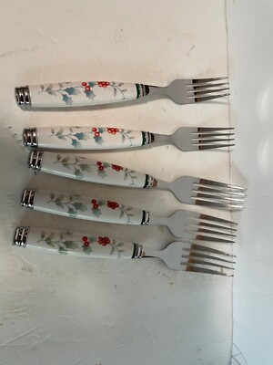 Pfaltzgraff Winterberry 3 Dinner Forks & 2 Salad Forks