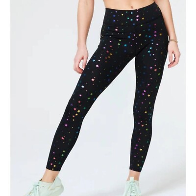 NWT Terez Women's Rainbow Mini Foil Stars Leggings Size XL