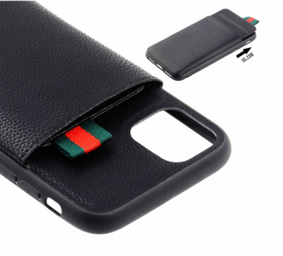 For Apple iPhone - ShockProof Armor TPU Cover Rugged Case w/Card Slots BLACK