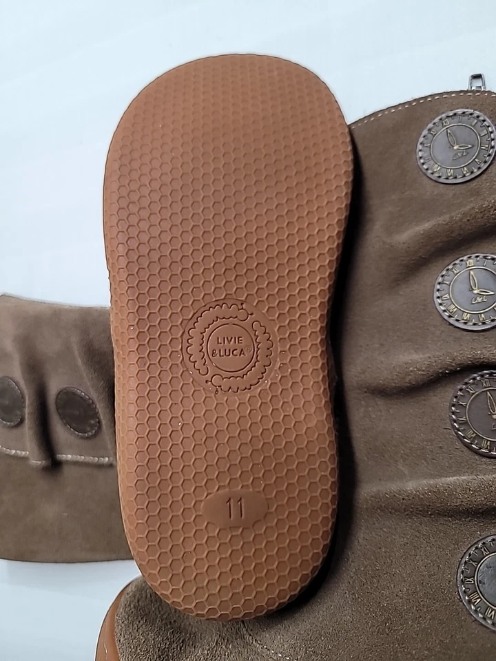 Livie & Luca Suede Boots Girls Size 9 Brown Leather Side Zip - Image 4 of 4