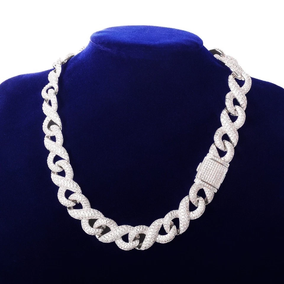 3AAA+ CZ Ice Out Hop Hip Charm Miami Cuban Link Chain Necklace 15MM 16In-24In - Image 2 of 4