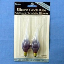 RED Silicone 5 watt double pack candle light bulbs candelabra base