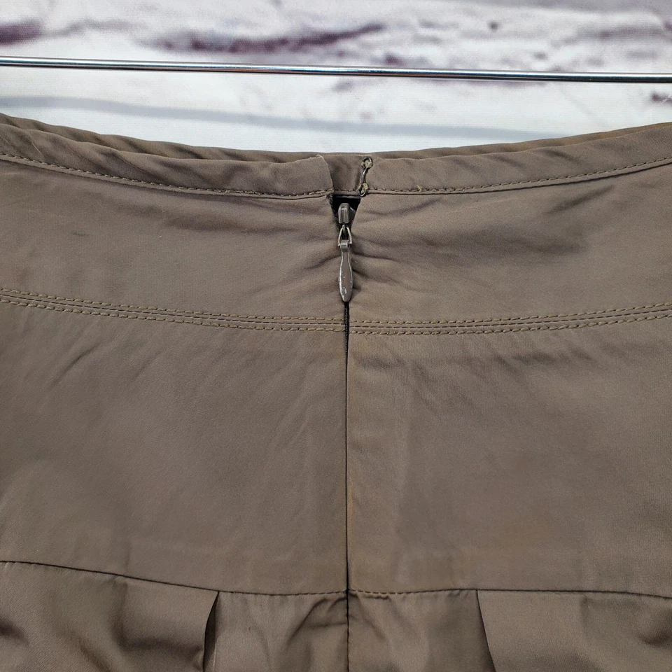 Falda Burbuja LIDA BADAY 8 Cremallera Trasera Hasta la Rodilla Marrón Bolsillos Plisados Foto 2 de 4