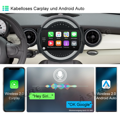 4+64GB Android 14 Autoradio GPS Navi für BMW Mini Cooper R55 R56 2007-2014 - Bild 5 von 11