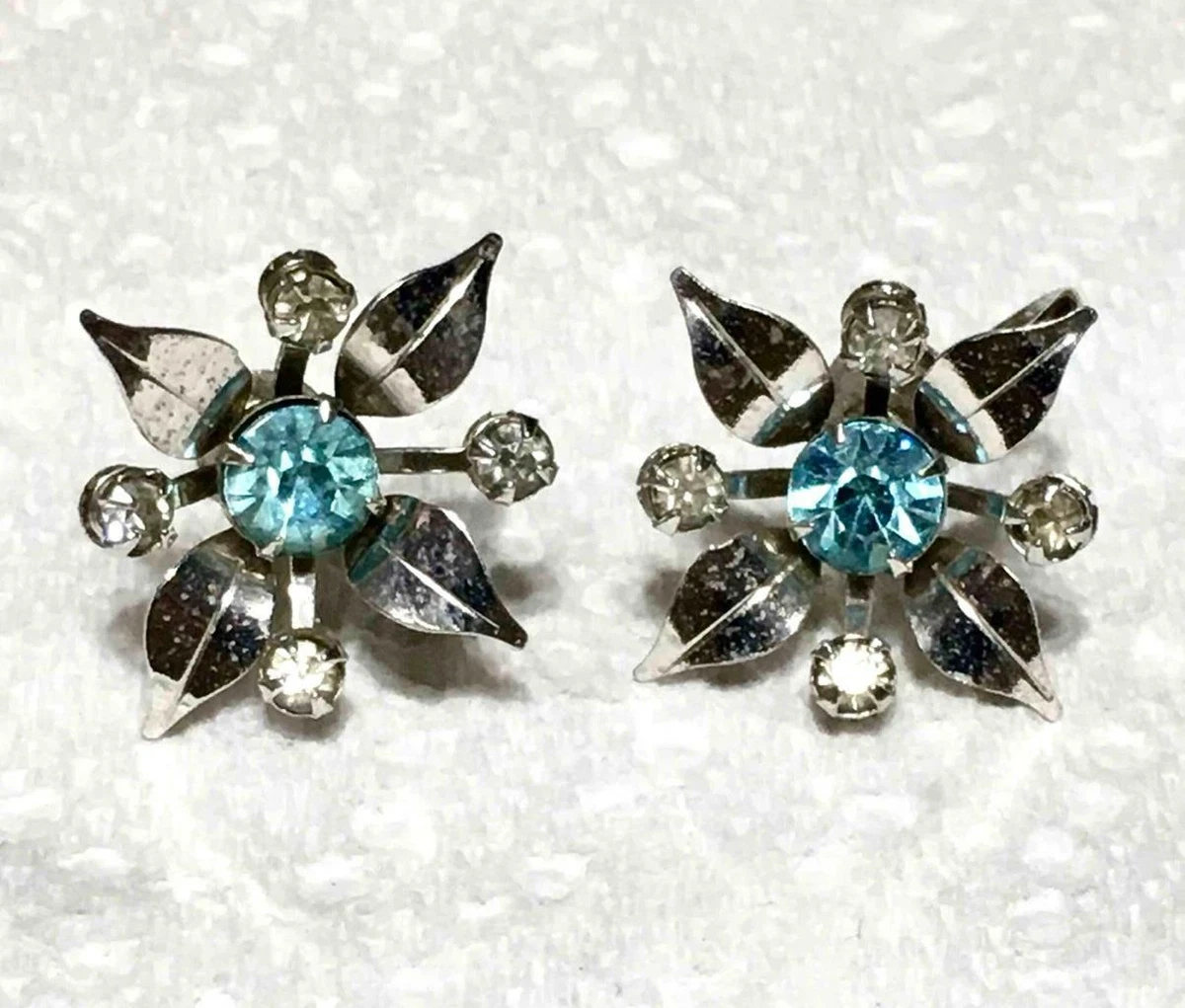 Vtg. B.N. Bugbee and Niles Silver Tone Blue Rhinestone Screw