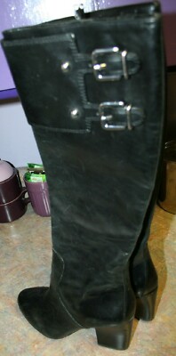 NEW ANTONIO MELANI BLACK LEATHER KNEE HIGH Boots M COMFORTABLE