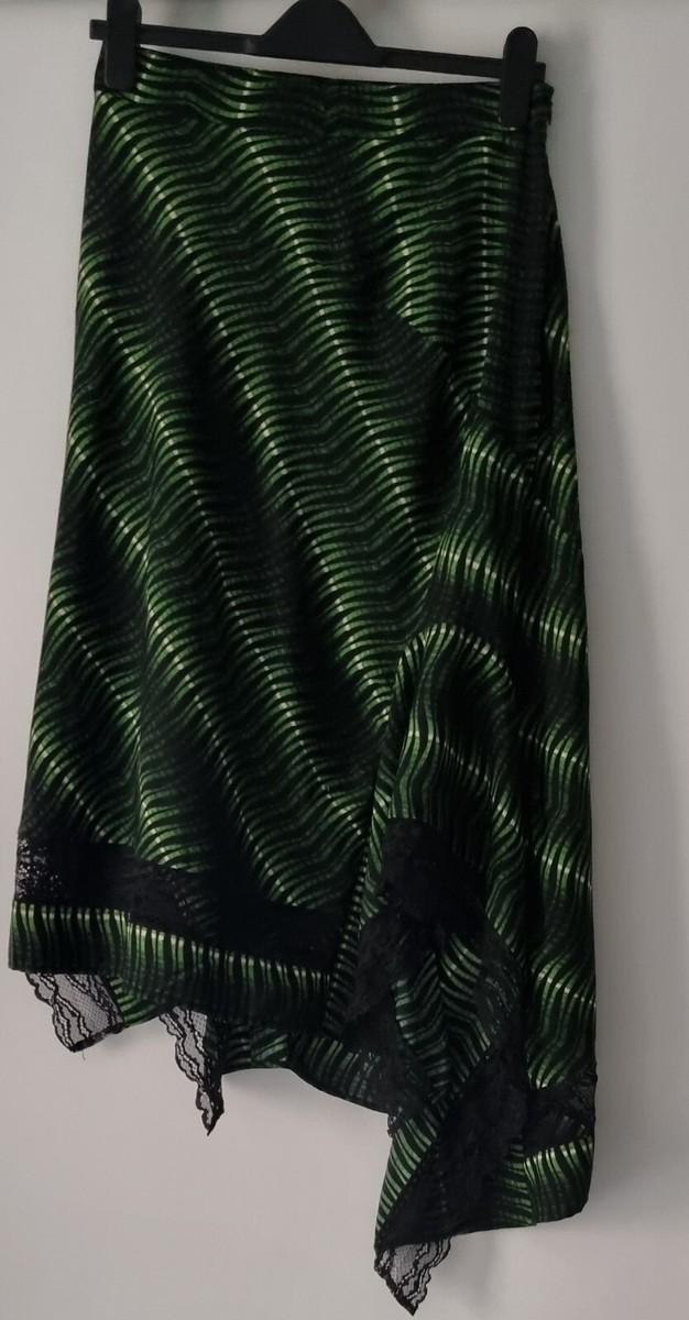 Topshop IDOL Green Warped Tiger Print Lace Midi Skirt UK sz 10