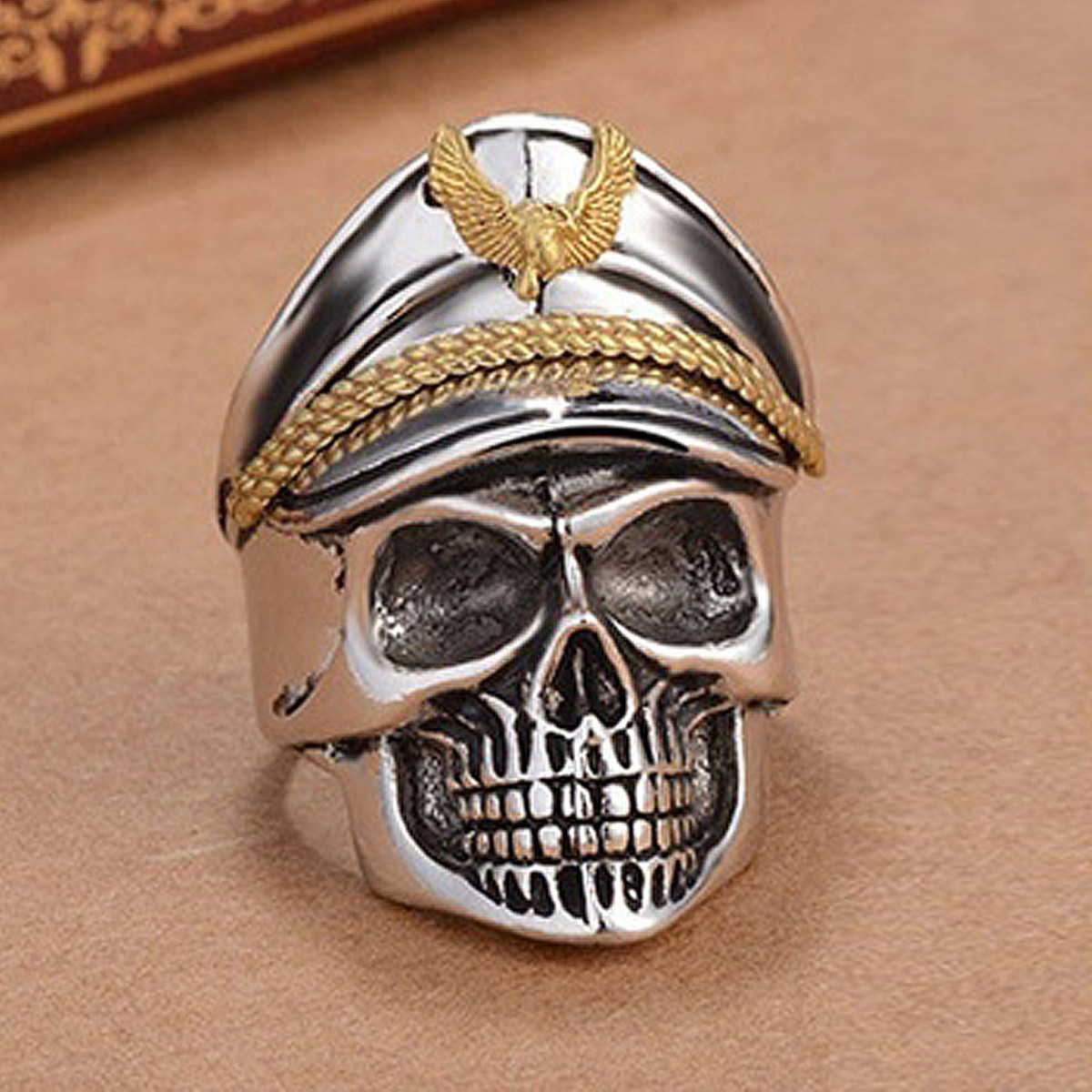 1939’s～★ドイツ国防軍陸軍★Skull Ring★ ミリタリーリング Men's Gothic World War Military Cap Skull Heads Ring Biker