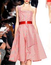 Michael Kors Collection Vintage Runway Gingham Red White Silk Plaid Dress US 4