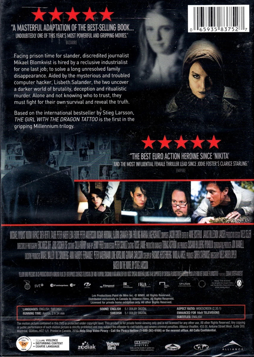 Girl with the Dragon Tattoo Michael Nyqvist Noomi Rapace New DVD
